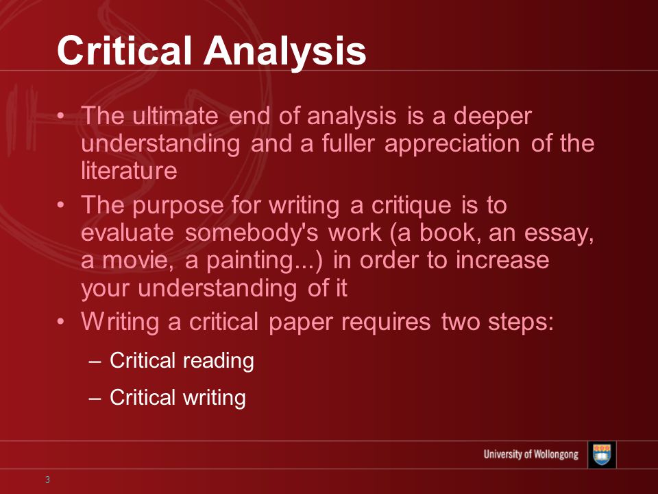 what is critical analysis paper
