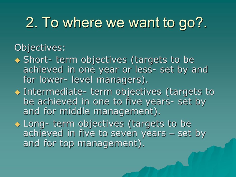 2. To where we want to go . Objectives: