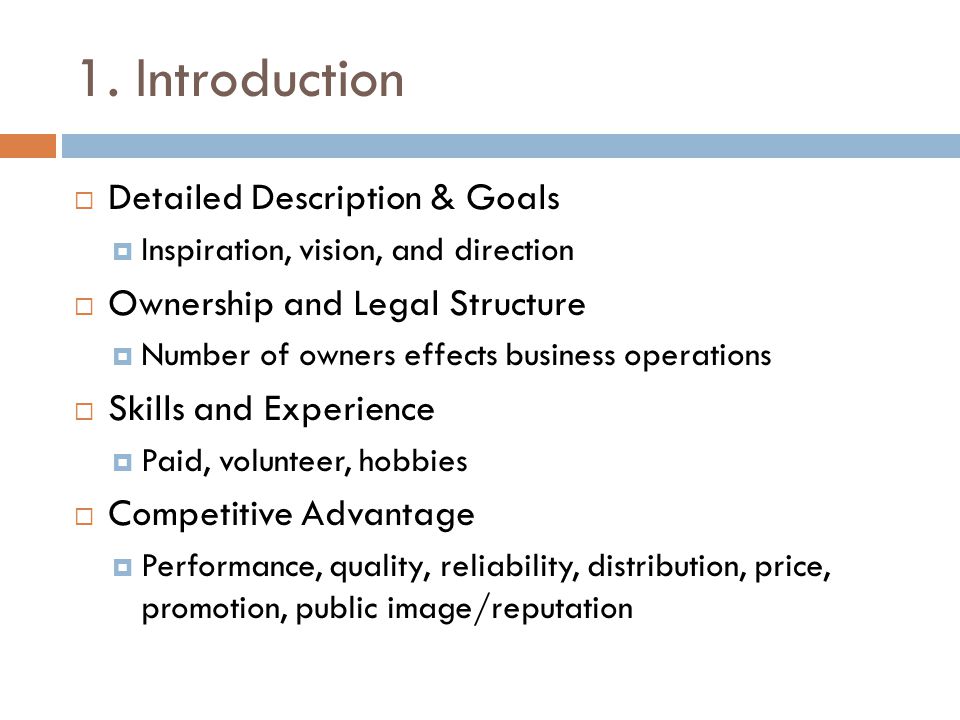 1. Introduction Detailed Description & Goals