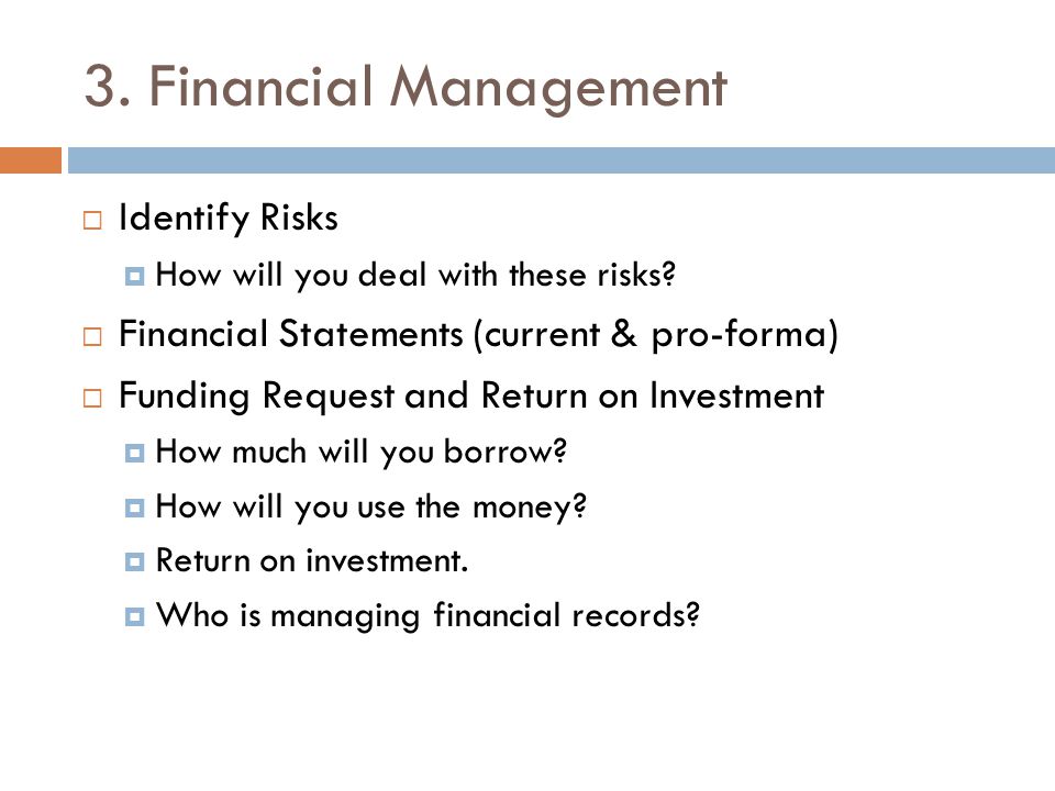 3. Financial Management Identify Risks