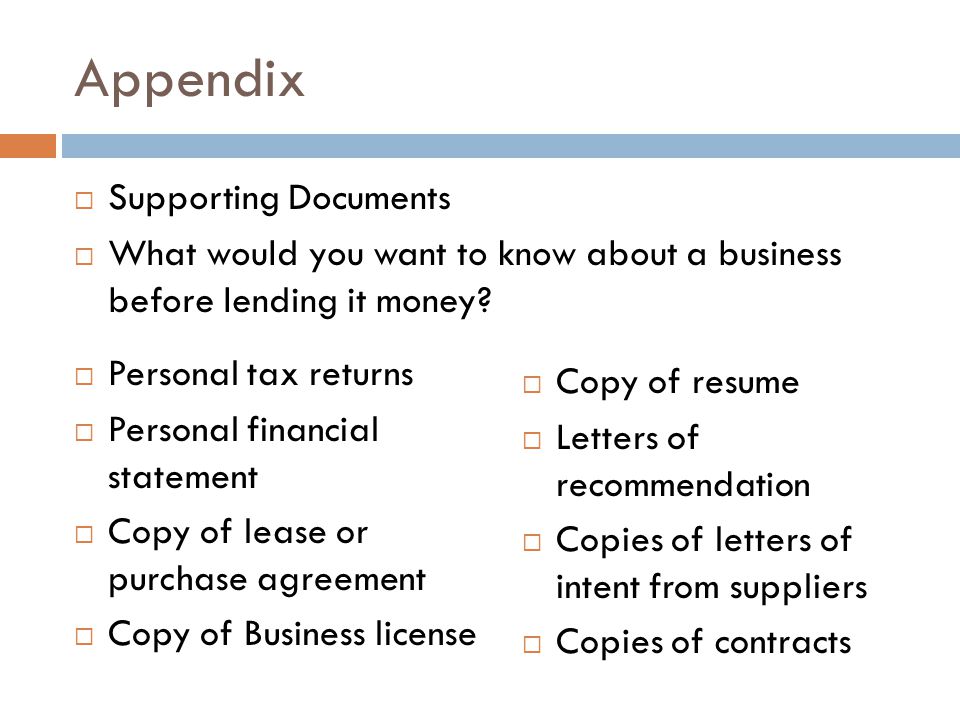 Appendix Supporting Documents