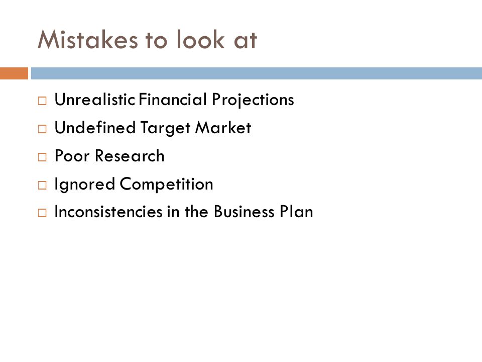 Mistakes to look at Unrealistic Financial Projections