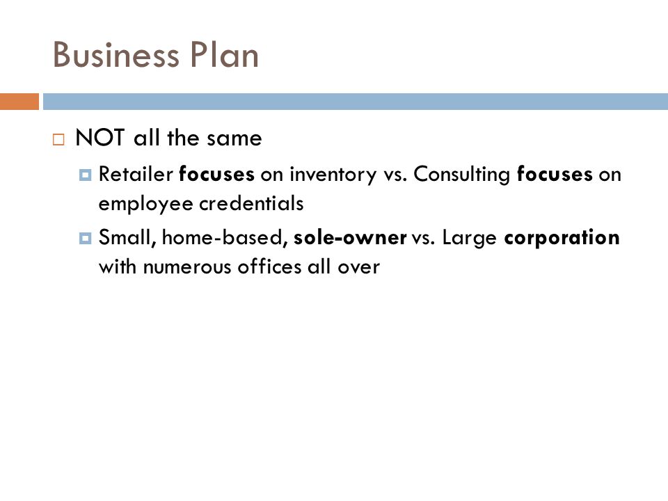 Business Plan NOT all the same