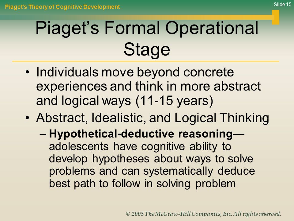 Piaget’s Formal Operational Stage