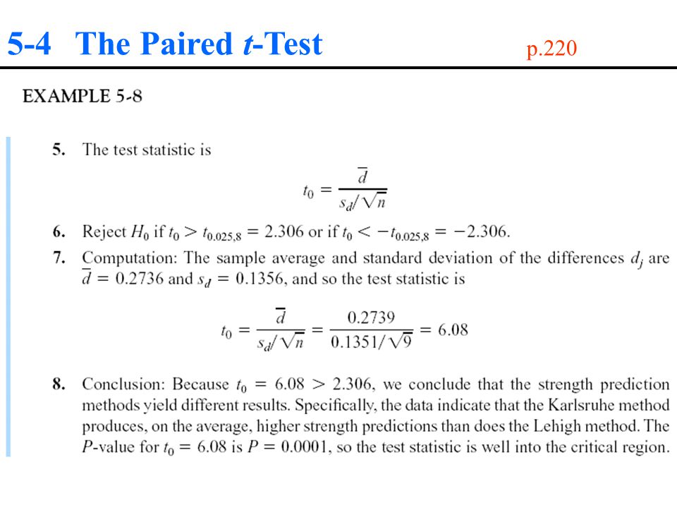 5-4 The Paired t-Test p.220
