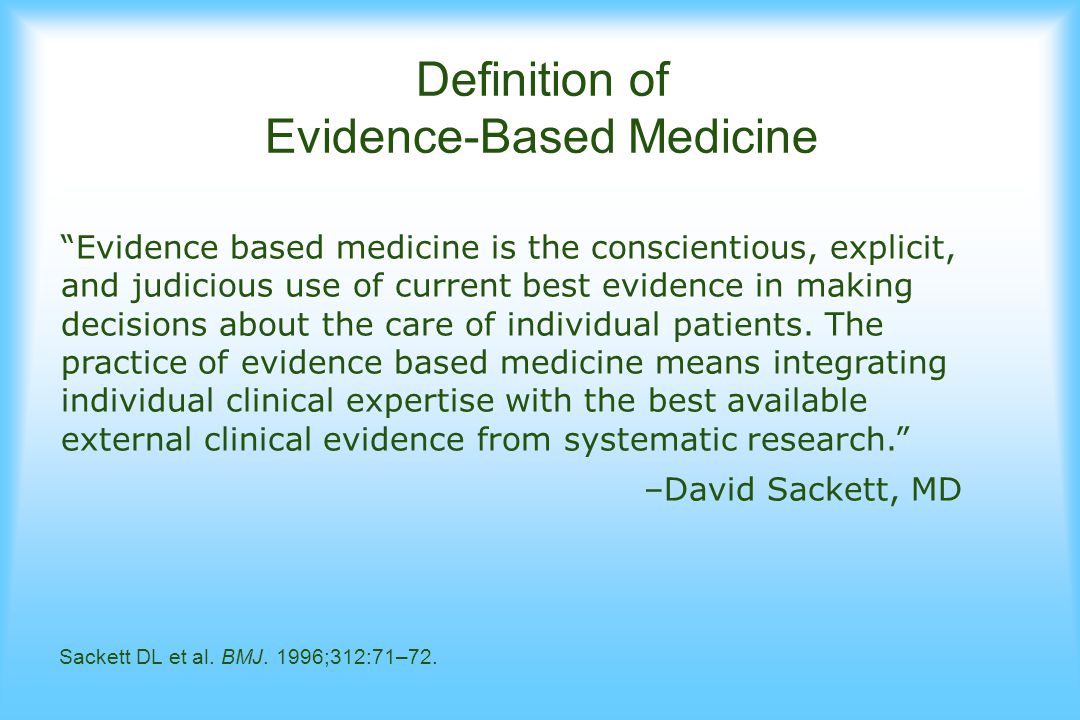 Definition of Evidence-Based Medicine