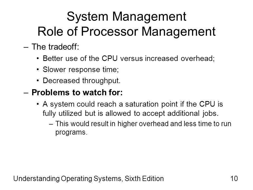 System Management Role of Processor Management