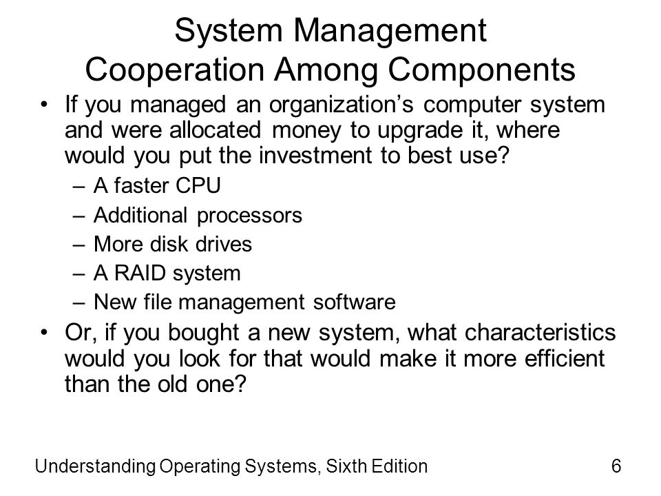 System Management Cooperation Among Components