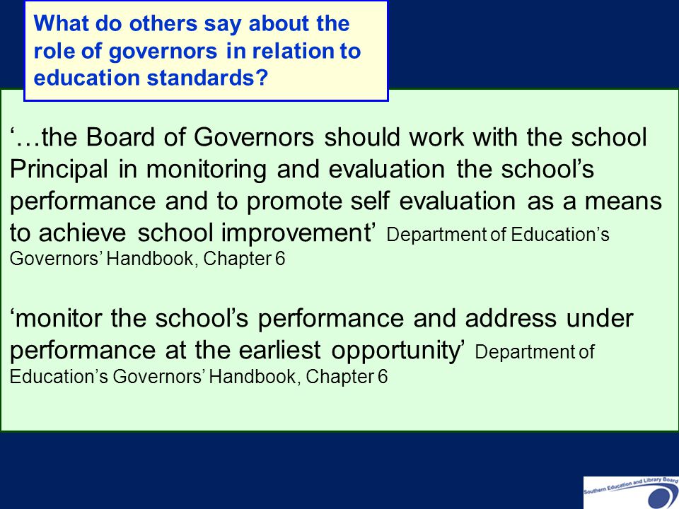 What do others say about the role of governors in relation to education standards