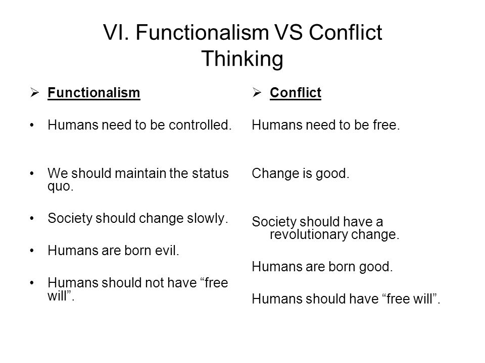 VI. Functionalism VS Conflict Thinking
