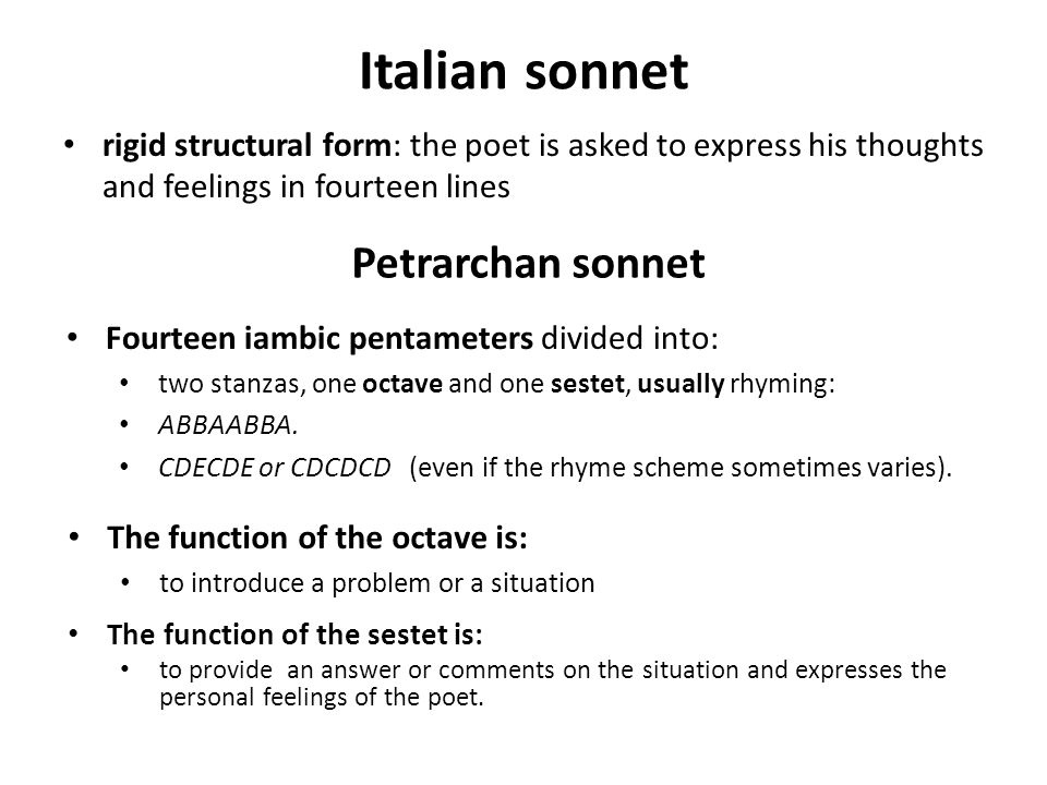 Italian sonnet Petrarchan sonnet