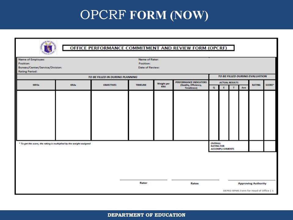 OPCRF FORM (NOW)