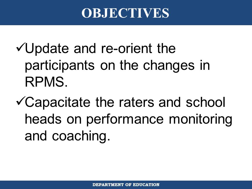Update and re-orient the participants on the changes in RPMS.