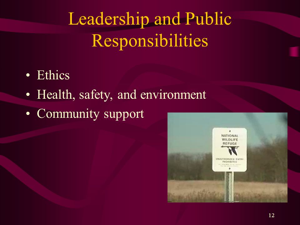 Leadership and Public Responsibilities