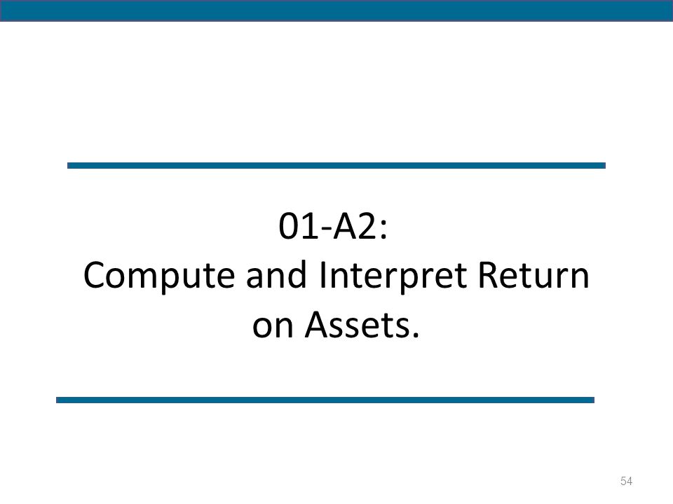 01-A2: Compute and Interpret Return on Assets.