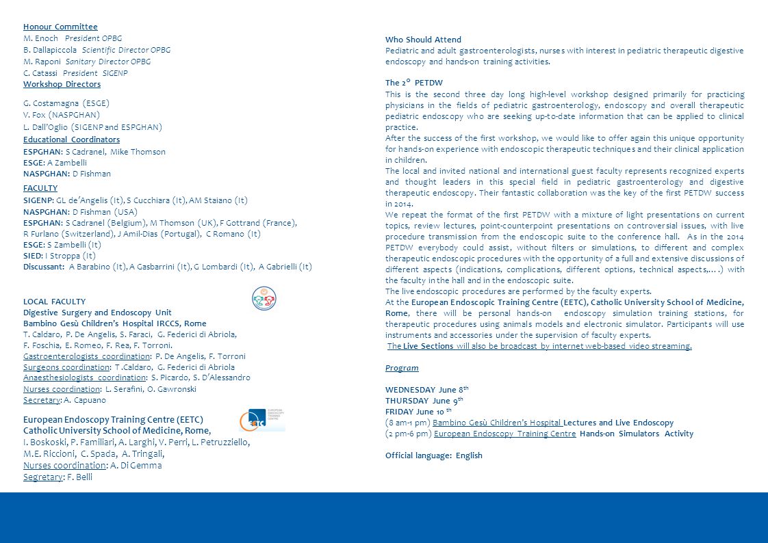 International Workshop Therapeutic Digestive Endoscopy In Children Ppt Download