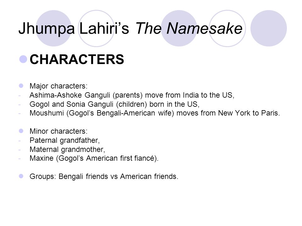 Jhumpa Lahiri’s The Namesake