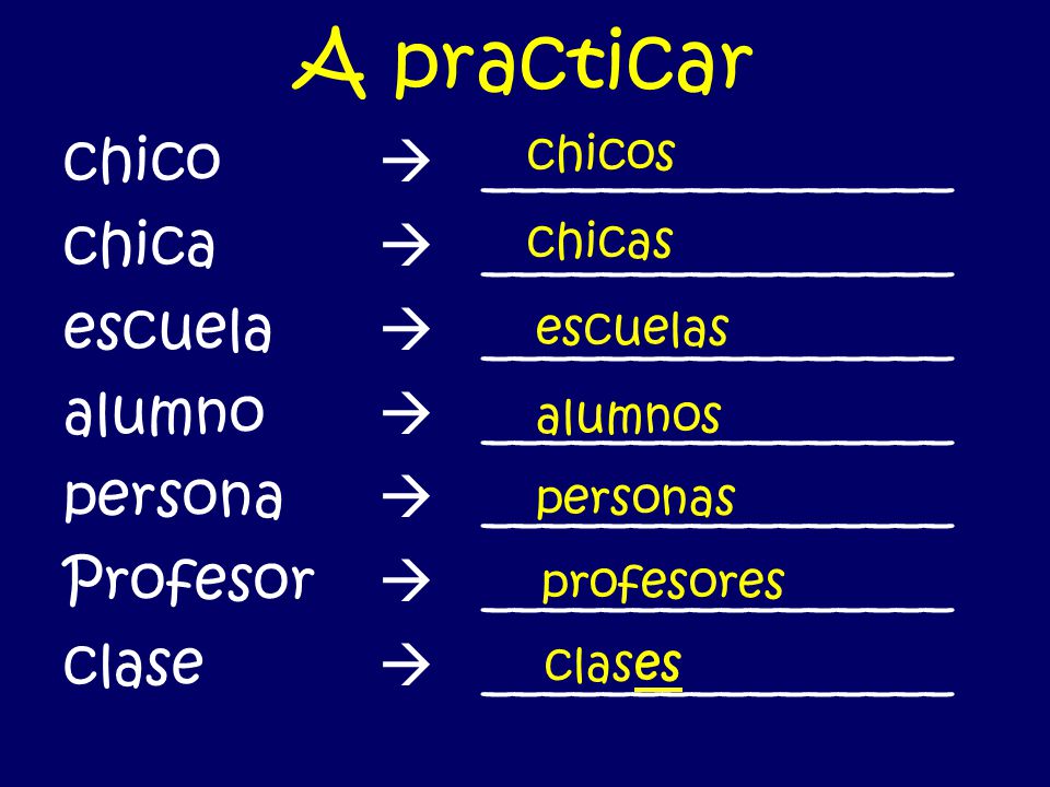 A practicar chico  ________________ chica  ________________