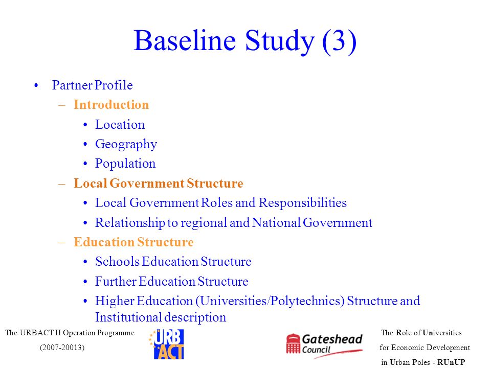 Baseline Study (3) Partner Profile Introduction Location Geography