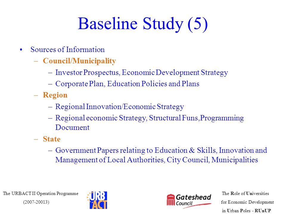 Baseline Study (5) Sources of Information Council/Municipality