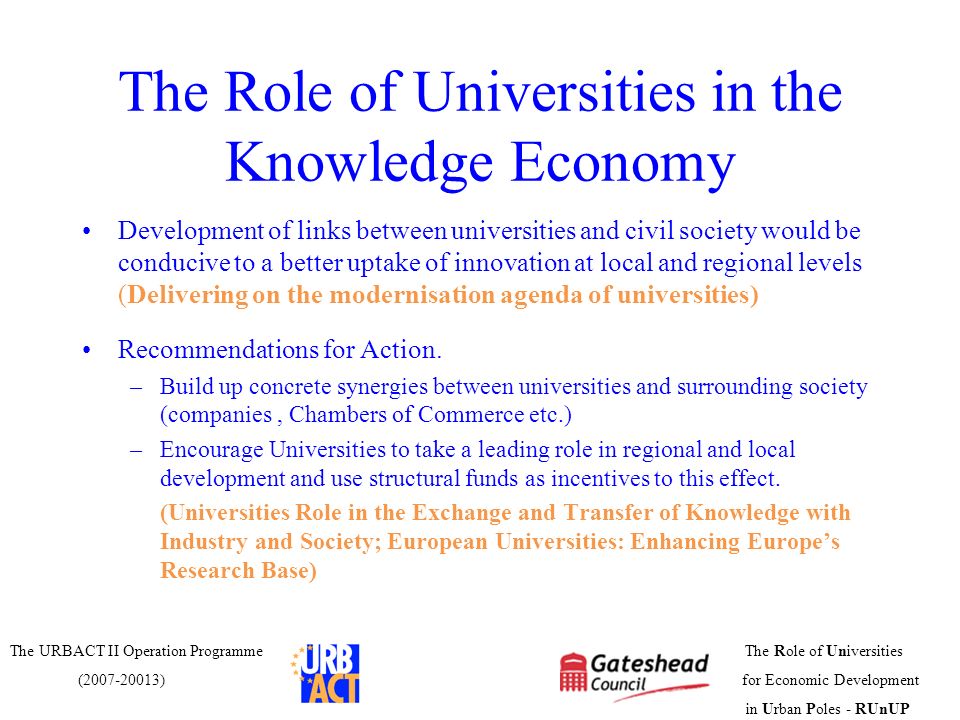 The Role of Universities in the Knowledge Economy