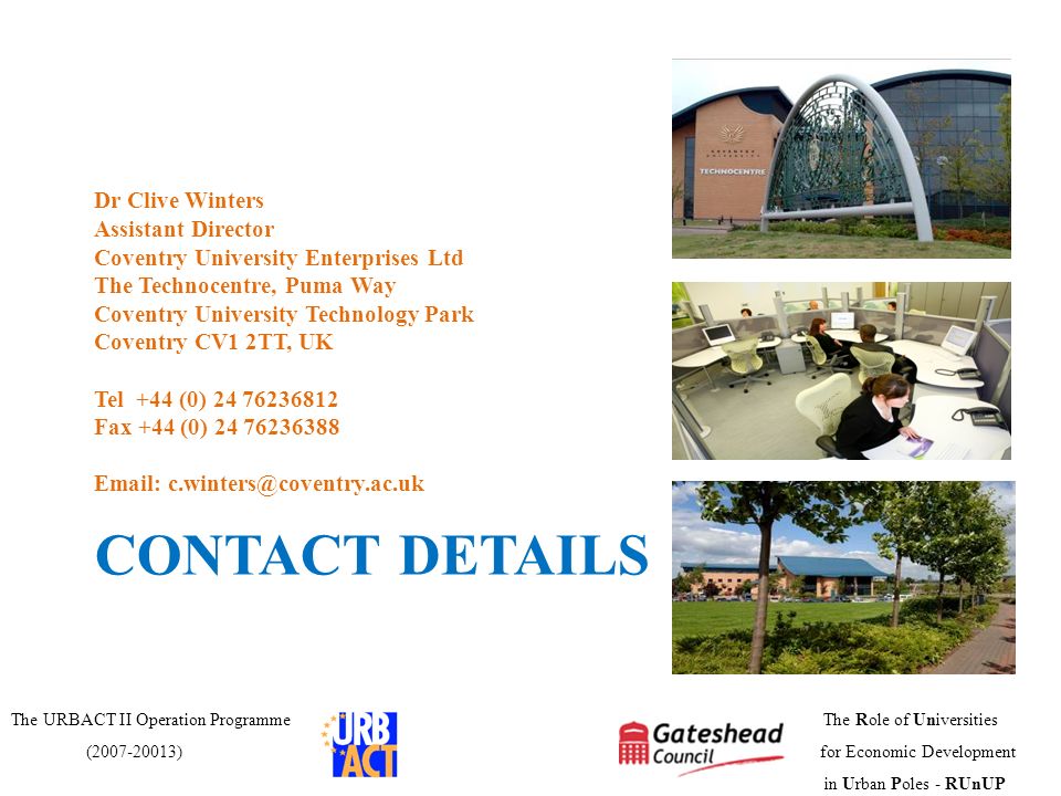 CONTACT DETAILS Dr Clive Winters Assistant Director