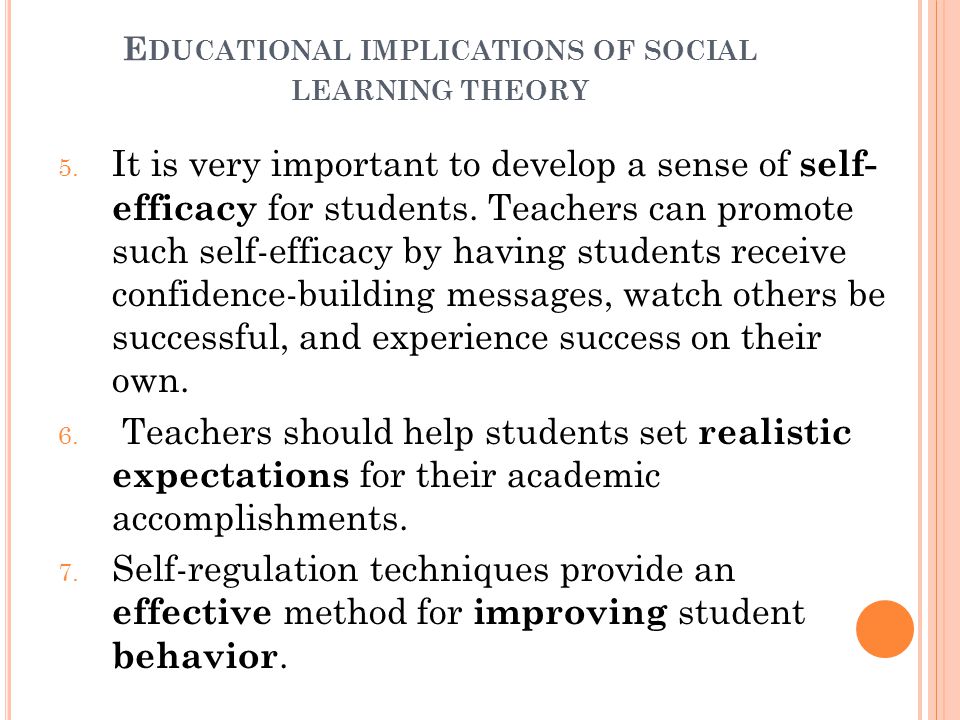 Educational implications of social learning theory