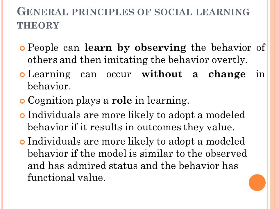 General principles of social learning theory