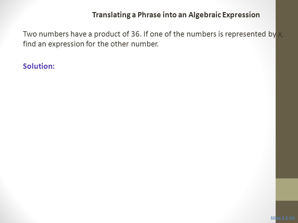 Translating a Phrase into an Algebraic Expression