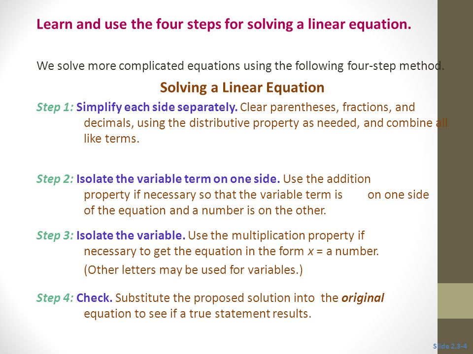 Solving a Linear Equation