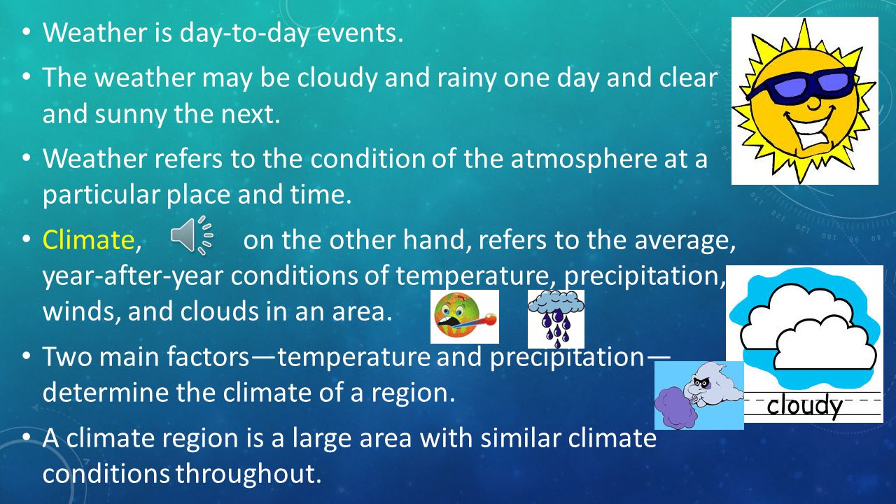 Weather is day-to-day events.