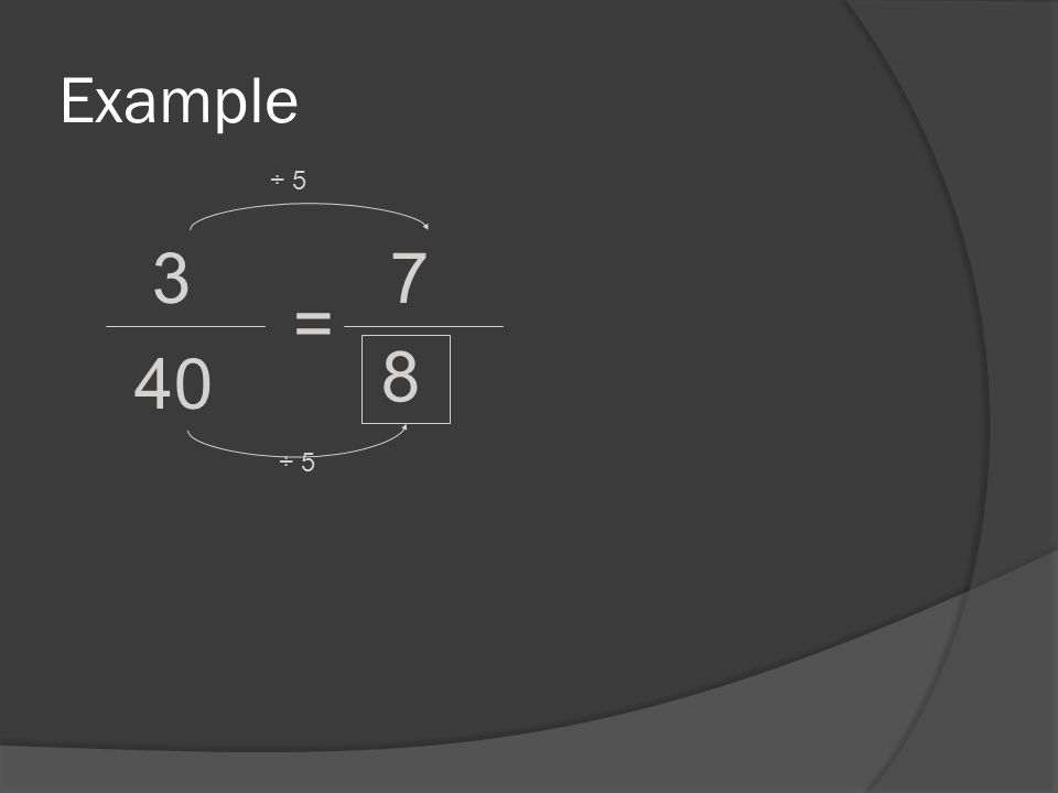 Example ÷ = 8 40 ÷ 5