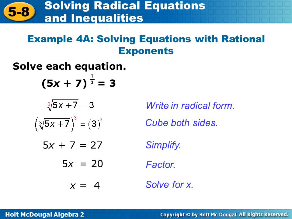 Solving Radical Equations And Inequalities Ppt Video Online Download