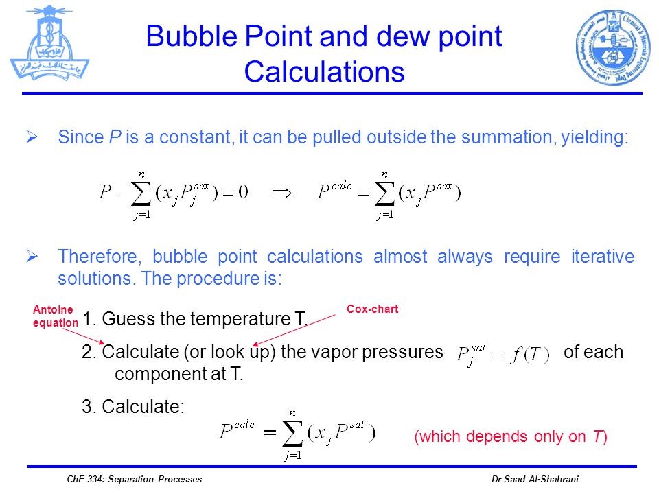 Bubble Point and dew point Calculations - ppt video online download