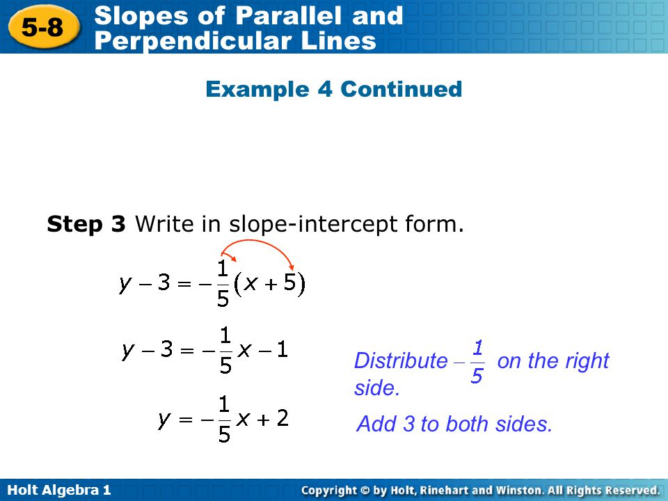 Example 4 Continued Step 3 Write in slope-intercept form.