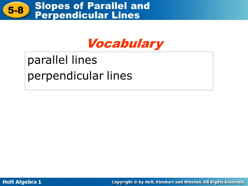 Vocabulary parallel lines perpendicular lines