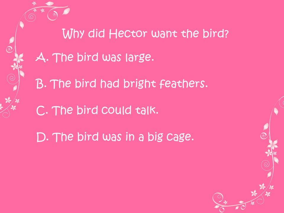 Why did Hector want the bird