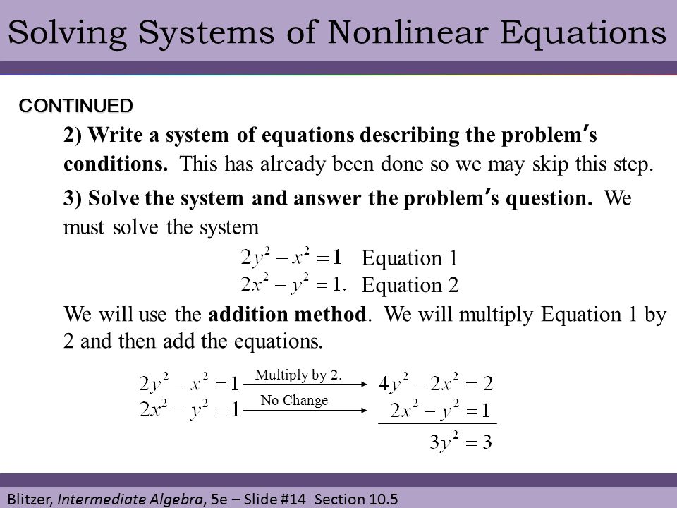 Solve method. Nonlinear equation. Nonlinear partial Differential equation. Integral equations. One solution in equation System.