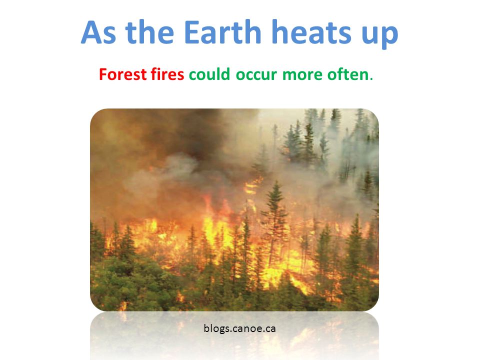 As the Earth heats up Forest fires could occur more often.