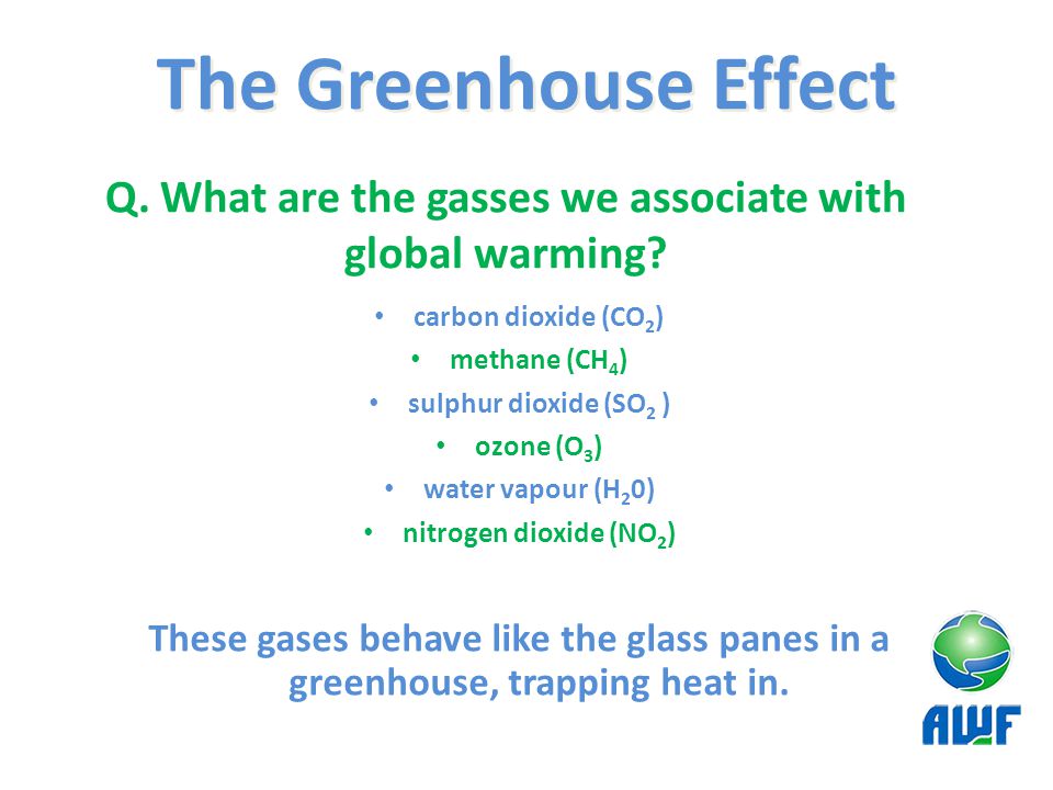 Q. What are the gasses we associate with global warming