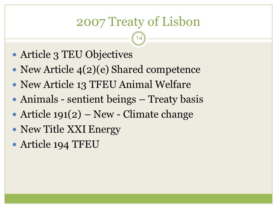 2007 Treaty of Lisbon Article 3 TEU Objectives