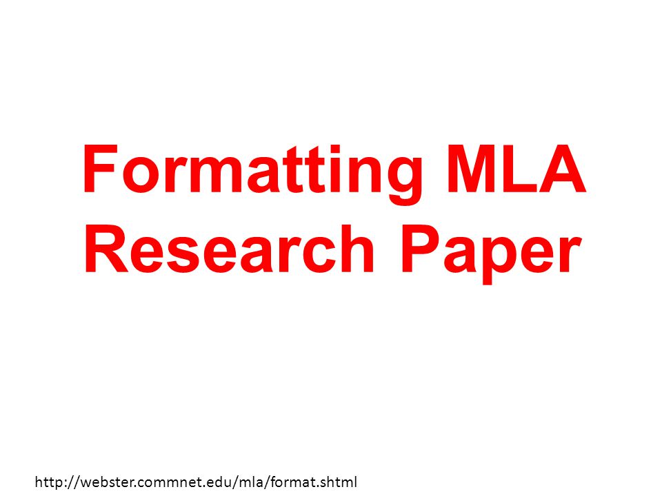 Formatting MLA Research Paper