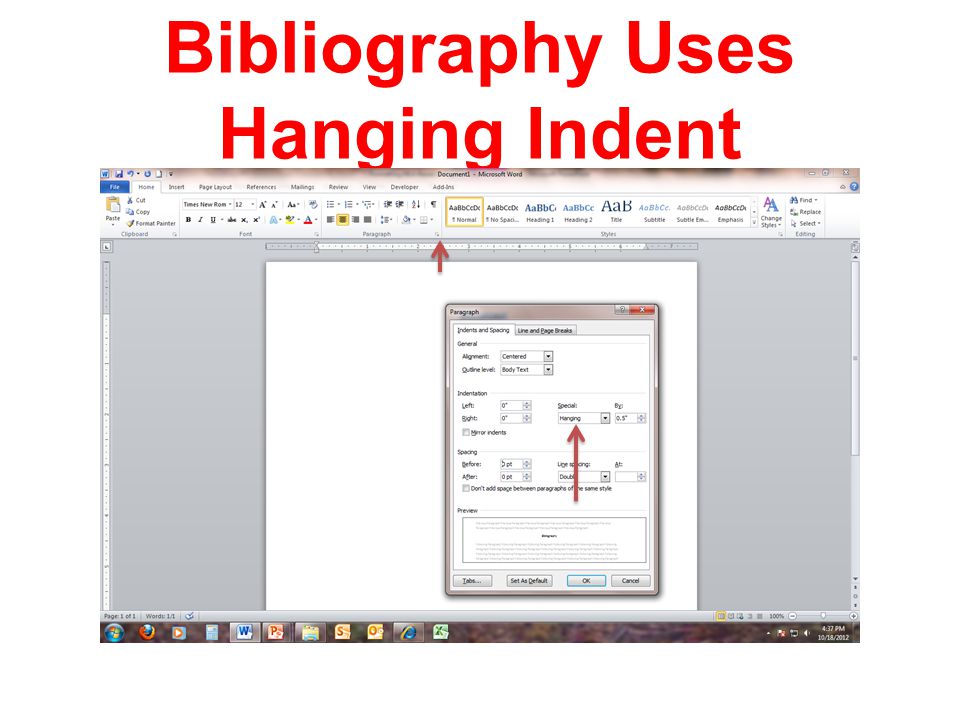 Bibliography Uses Hanging Indent