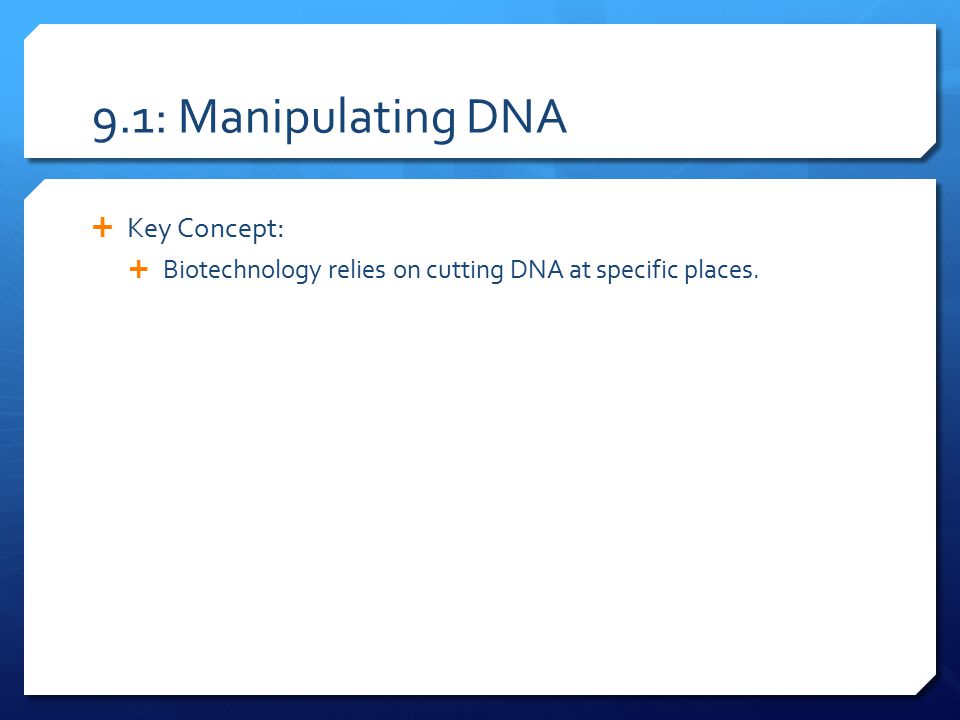 9.1: Manipulating DNA Key Concept: