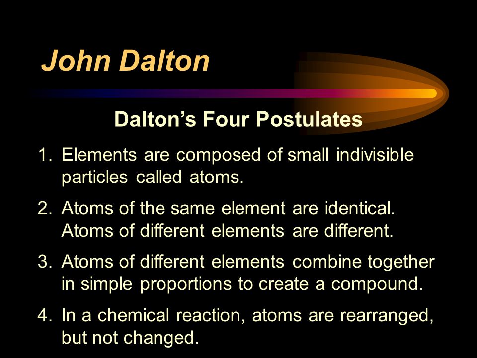 John Dalton Dalton’s Four Postulates