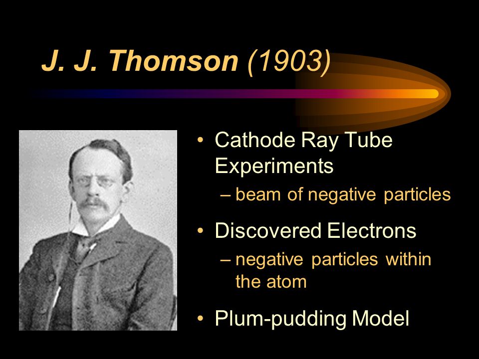 J. J. Thomson (1903) Cathode Ray Tube Experiments Discovered Electrons