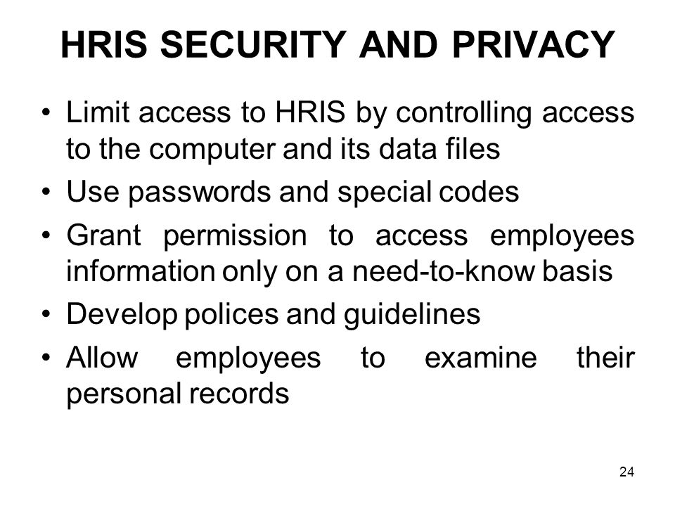 HRIS SECURITY AND PRIVACY