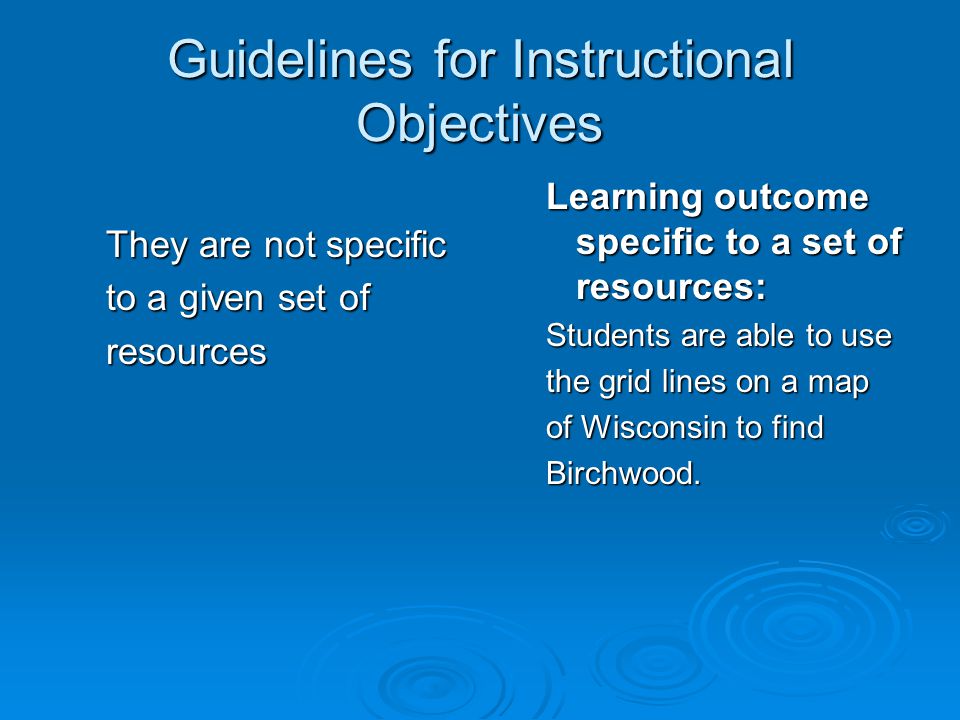 Guidelines for Instructional Objectives
