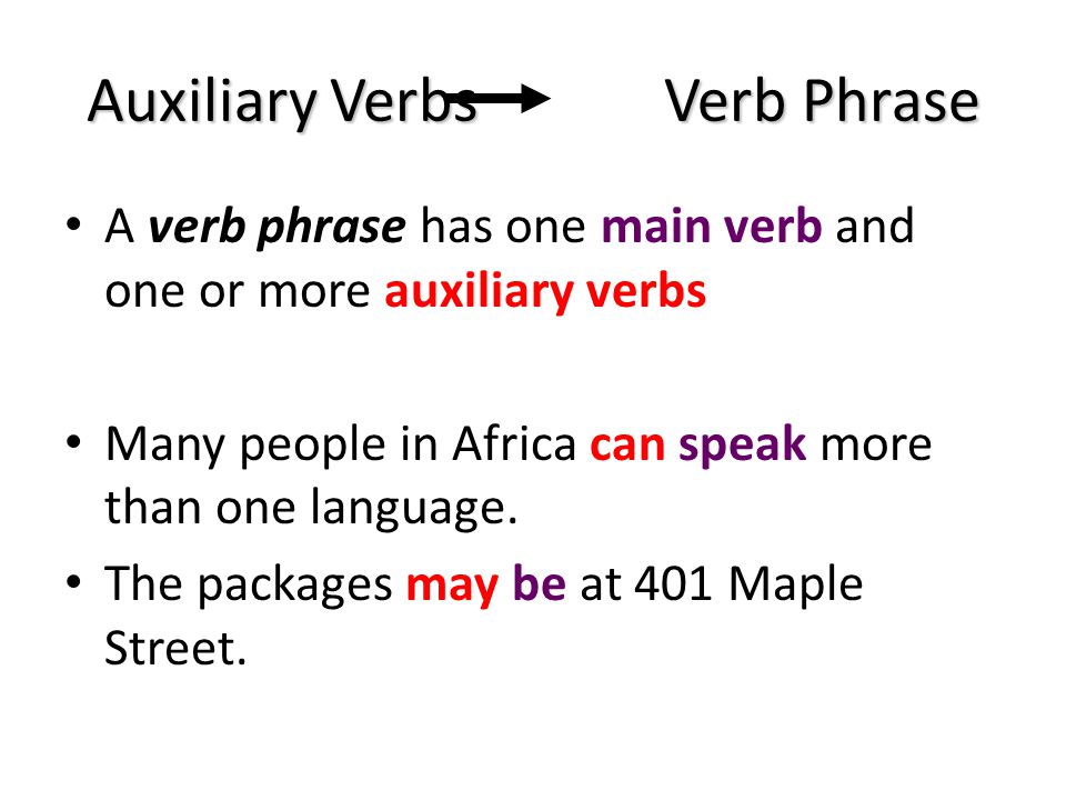 Auxiliary Verbs Verb Phrase