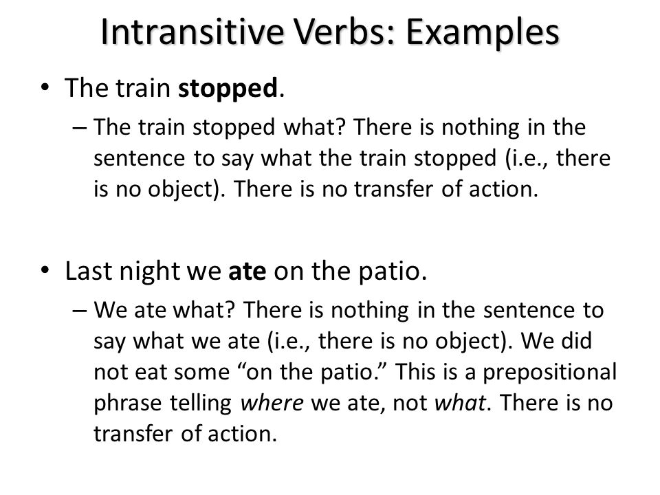Intransitive Verbs: Examples